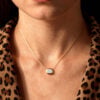 Bubble Bezel Emerald Cut Lab Diamond Solitaire Necklace For Women (1)