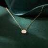 Bubble Bezel Emerald Cut Lab Diamond Solitaire Necklace For Women (5)