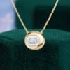 Bubble Bezel Emerald Cut Lab Diamond Solitaire Necklace For Women (8)