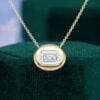 Bubble Bezel Emerald Cut Lab Diamond Solitaire Necklace For Women