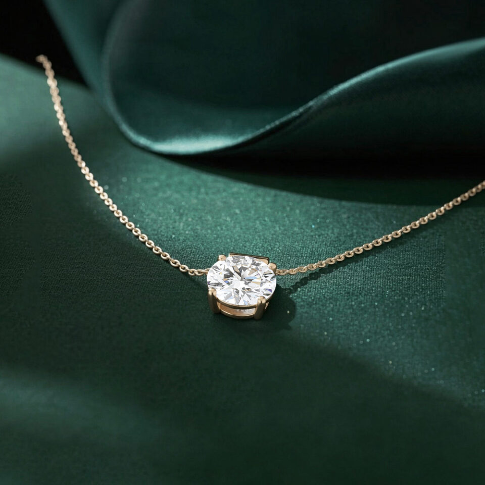 Classic Round Cut Lab Diamond Solitaire Necklace (2)