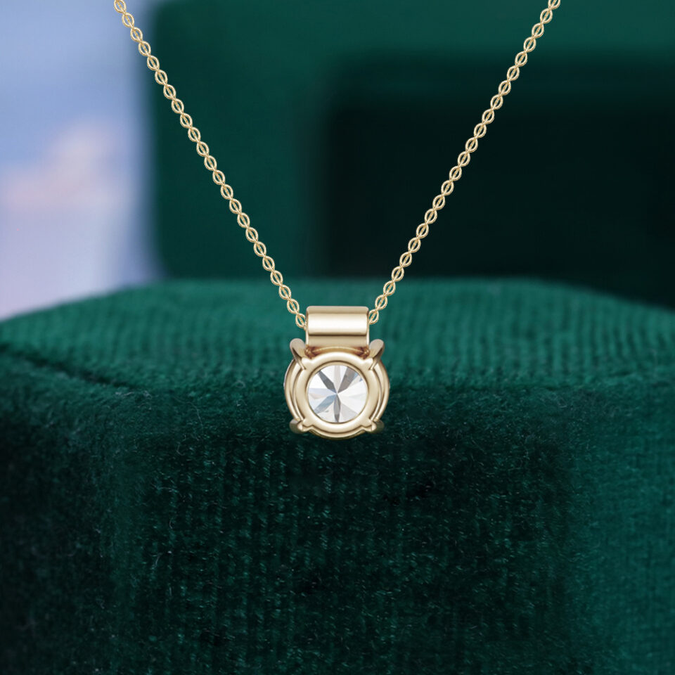 Classic round cut lab diamond solitaire necklace