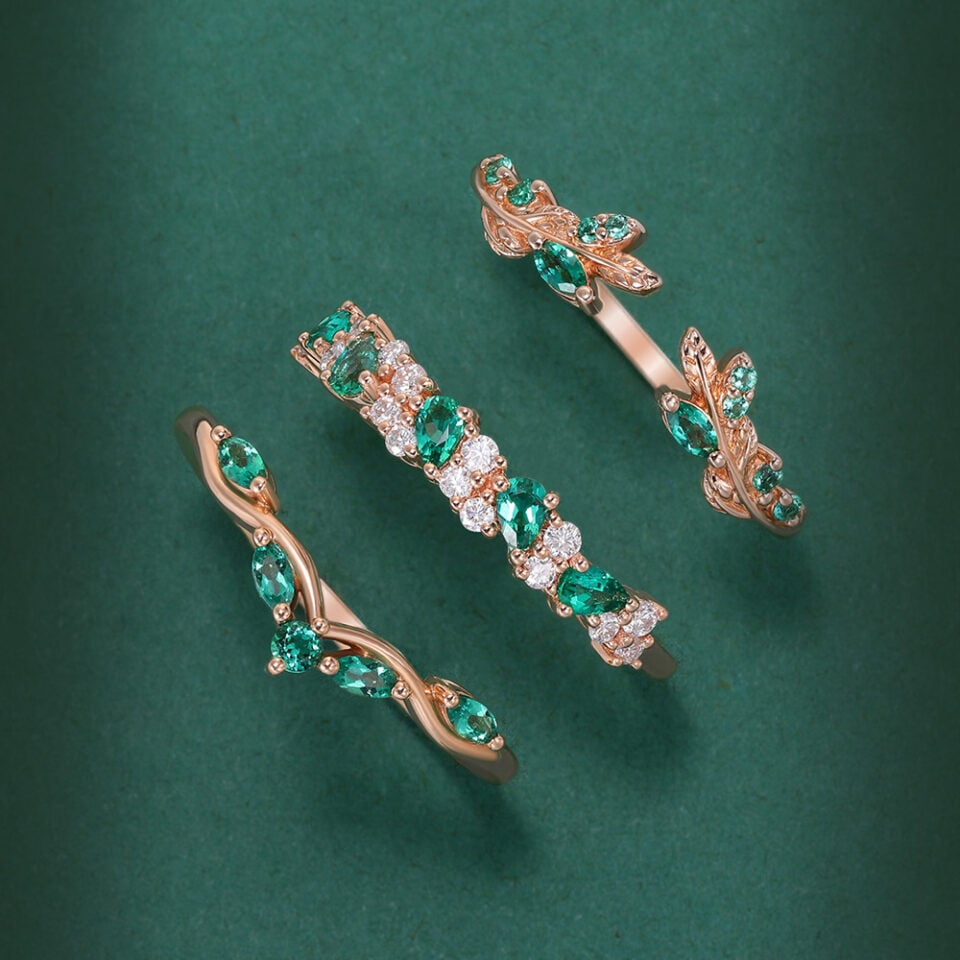 emerald wedding band collection