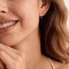 Floral Inspired Round Cut Lab Diamond Huggie Hoop Earrings (1)