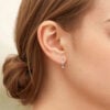Floral Inspired Round Cut Lab Diamond Huggie Hoop Earrings (2)