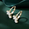 Floral Inspired Round Cut Lab Diamond Huggie Hoop Earrings (3)