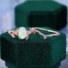 Garden Themed Oval Cut Natural Opal Bridal Ring Set With Pink Sapphire Accents (5)