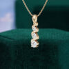 Graduated Round Lab Diamond Wave Drop Pendant Necklace (2)