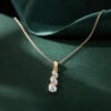 Graduated Round Lab Diamond Wave Drop Pendant Necklace (5)