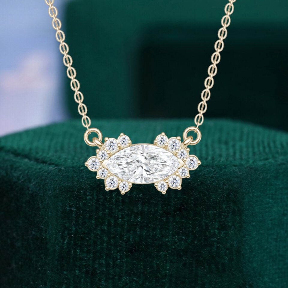 Horizontal Marquise Cut Lab Diamond Necklace