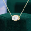 Horizontal Oval Cut Lab Diamond Bezel Solitaire Necklace (2)