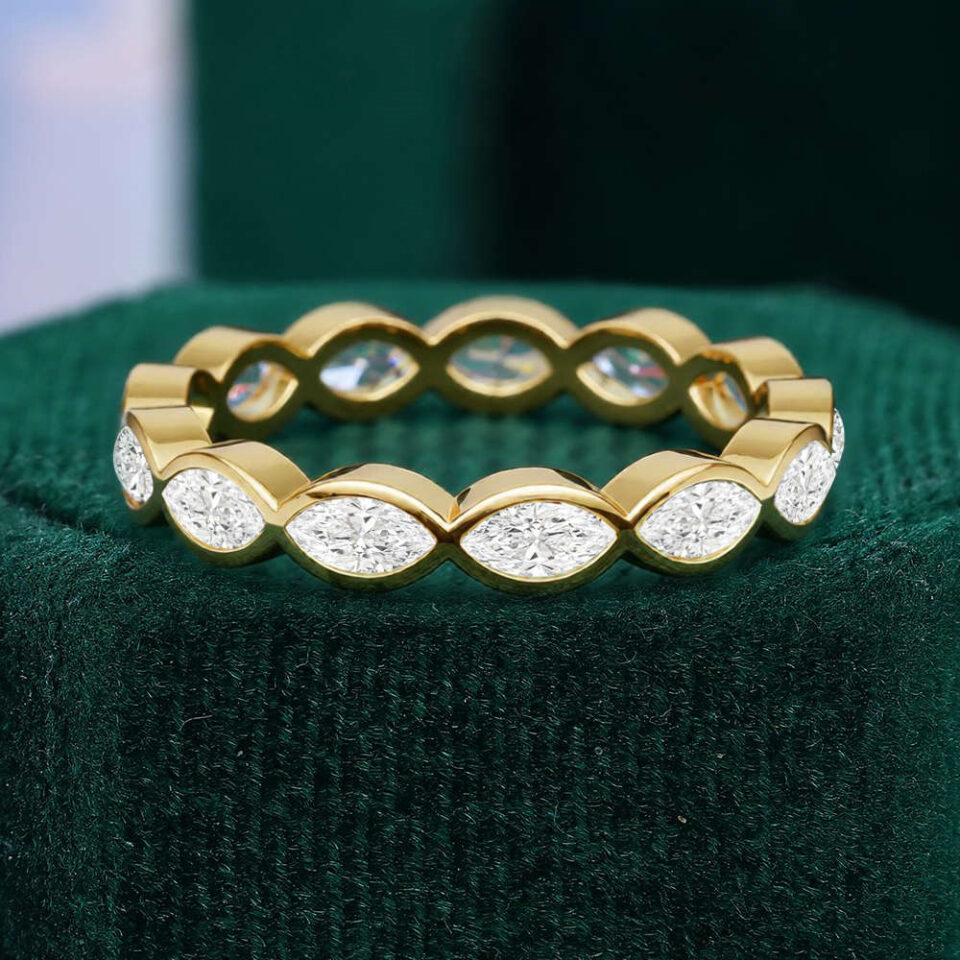 Marquise Cut Lab Diamond Wedding Band Full Eternity Stacking Ring (5)