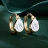 Minimalist Pear Cut Lab Diamond Huggie Hoop Earrings
