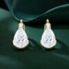 Minimalist Pear Cut Lab Diamond Huggie Hoop Earrings