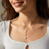 Mixed Cut Lab Diamond Three Stone Pendant Necklace (1)