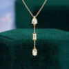 Mixed Cut Lab Diamond Three Stone Pendant Necklace (3)