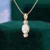 Oval Cut Lab Diamond Three Stone Pendant Necklace (3)