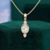 Oval Cut Lab Diamond Three Stone Pendant Necklace (4)