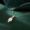 Oval Cut Lab Diamond Three Stone Pendant Necklace (5)