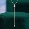 Pear Cut Lab Diamond Pendant Necklace with Round Drop Accent (10)