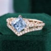 Princess Cut Blue-Gray Moissanite Bridal Ring Set Infinity Pavé Engagement Ring Set (10)