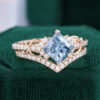 Princess Cut Blue-Gray Moissanite Bridal Ring Set Infinity Pavé Engagement Ring Set (11)