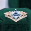 Princess Cut Blue-Gray Moissanite Bridal Ring Set Infinity Pavé Engagement Ring Set (9)