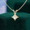 Princess Cut Lab Diamond Solitaire V-Bale Pendant Necklace (7)