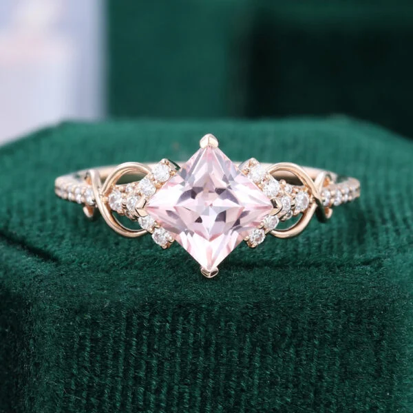 Princess Cut Pink Sapphire Infinity Pavé