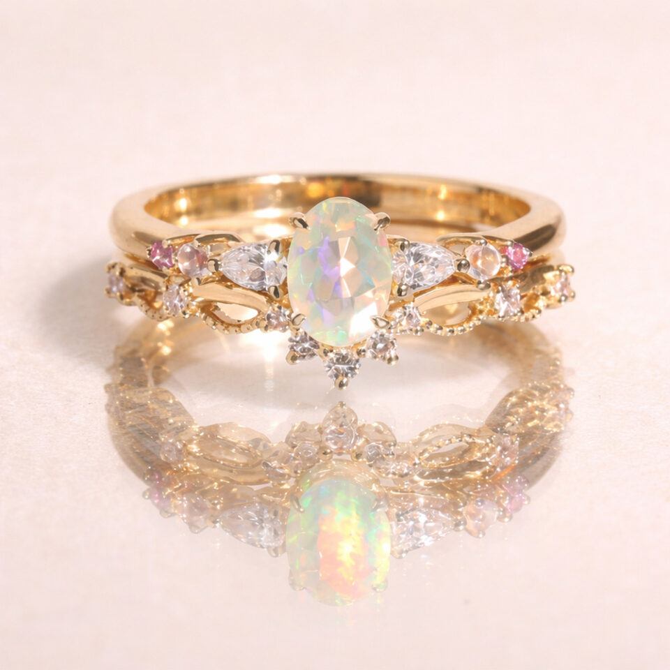 Opal engagement ring with elegance
