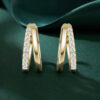 Unique Double Row Lab Diamond Pavé Huggie Hoop Earrings