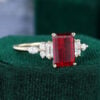 Art Deco Emerald Fantasy Cut Lab Ruby Ring with Moissanite Accents (2)