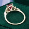 Art Deco Emerald Fantasy Cut Lab Ruby Ring with Moissanite Accents (5)