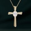 Bezel Set Oval Cut Moissanite Cross Pendant Necklace with Diamond Accents (17)