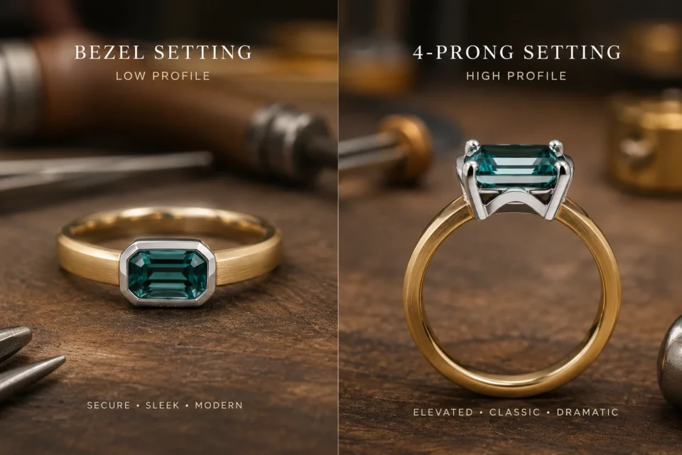 Comparison of Bezel vs Prong setting for custom engagement rings