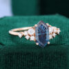 Elongated Hexagon Fantasy Cut Lab Alexandrite Engagement Ring Cluster Promise Ring (2)