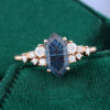 Elongated Hexagon Fantasy Cut Lab Alexandrite Engagement Ring Cluster Promise Ring (3)