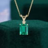 Emerald Cut Emerald Pendant Necklace With Floral Diamond Accents (8)