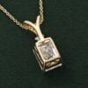 Emerald Cut Moissanite Pendant Necklace With Floral Diamond Accents (29)