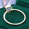 Emerald Fantasy Cut Lab Cornflower Sapphire Bezel Solitaire Engagement Ring (3)