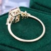 Emerald Fantasy Cut Lab Pink Sapphire Engagement Ring Floral Design (5)