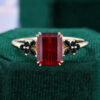 Emerald Fantasy Cut Lab Ruby Band With Black Onyx Cluster Accents Gothic Vampire Engagement Ring (1)