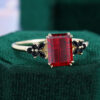 Emerald Fantasy Cut Lab Ruby Band With Black Onyx Cluster Accents Gothic Vampire Engagement Ring (3)