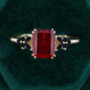 Emerald Fantasy Cut Lab Ruby Band With Black Onyx Cluster Accents Gothic Vampire Engagement Ring (6)