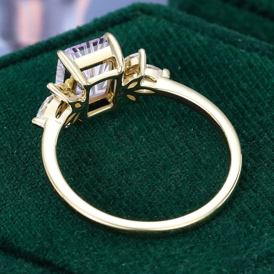 Emerald Fantasy Cut Lavender Haze YAG Engagement Ring Anniversary Gift (3)