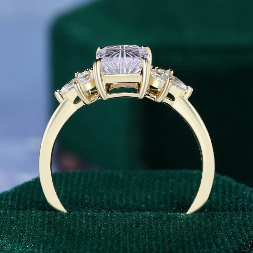 Emerald Fantasy Cut Lavender Haze YAG Engagement Ring Anniversary Gift (6)