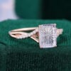 Emerald Fantasy Cut Lavender Haze YAG Engagement Ring with Asymmetrical Pavé Braid Band (3)