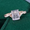Emerald Fantasy Cut Lavender Haze YAG Engagement Ring with Asymmetrical Pavé Braid Band (4)