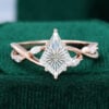 Eternal Embrace | Fantasy Cut Kite Shaped White Sapphire Engagement Ring with Marquise Accented Split Shank
