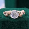 Floral Inspired Round Fantasy Cut Lavender Haze YAG Engagement Ring with Rose Accents (1)
